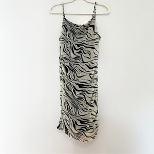 Wild Fable Zebra Animal Print Rouched Mini Dress | Green & Black Size L